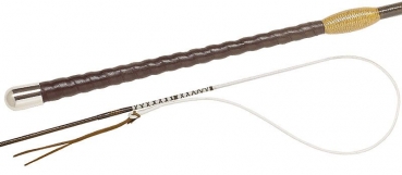Fleck Bogenpeitsche CARBON composite, Garngespinst lackiert, Ledergriff mit Balancebeschlag braun