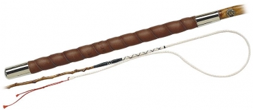 Fleck echte Naturdorn Bogenpeitsche, Ledergriff, geflochtener Lederbogen